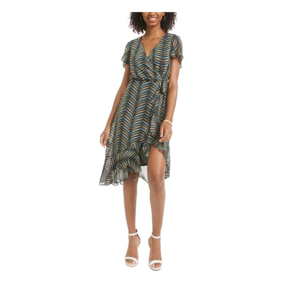 CITY TRIANGLES Womens Green Short Sleeve Knee Length Sheath Dress 3